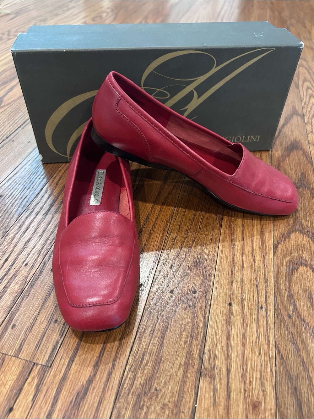 Red Leather Women's Loafers